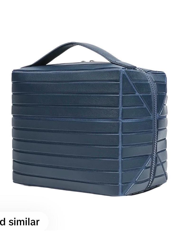 Structured Navy Travel Cosmetic Case